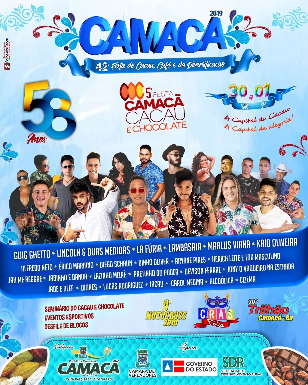 Camacã: Programação da Festa Camacã e o Cacau foi lançada oficialmente
